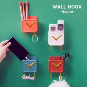 ウォールフック 壁掛け 粘着フック 貼り付けフック 収納用品 インテリア雑貨 日用品 時計型 シンプル スマホスタンド スマホホ