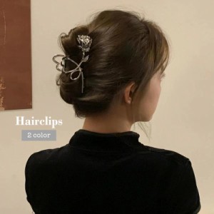 ヘアクリップ ヘアアクセサリー 女性 レディース 婦人 フラワー ハート バラ 薔薇 ばら まとめ髪 シンプル おしゃれ かわい