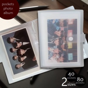 フォトアルバム 写真ホルダー 40枚 80枚 ポケットアルバム フォトブック 半透明 推し活 写真 ポストカード コレクトブック