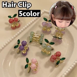 ミニヘアクリップ 単品 バンスクリップ ヘアアクセサリー レディース 女性 ガールズ 女の子 髪飾り 小さめ 小ぶり さくらんぼ