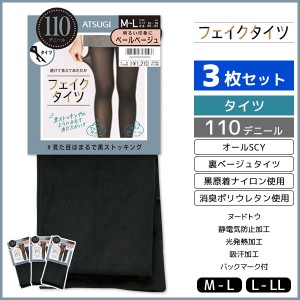 3枚セット フェイクタイツ 110デニール 裏ベージュタイツ アツギ ATSUGI | レディース レディス 女性 フェイク 透けて見える タイツ 透け