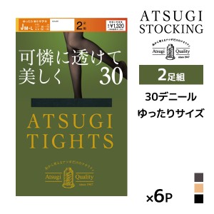 送料無料 同色6組セット 計12足 ATSUGI TIGHTS 可憐に透けて美しく。 30デニール タイツ 2足組 JM-L ゆったりサイズ アツギ | アツギタイ