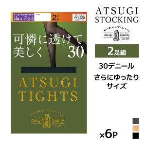 送料無料 同色6組セット 計12足 ATSUGI TIGHTS 可憐に透けて美しく。 30デニール タイツ 2足組 JJM-L ゆったりサイズ アツギ | アツギタ