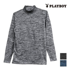 PLAYBOY プレイボーイ ブロックフリース 裏起毛 長袖ハイネックTシャツ アツギ ATSUGI レナウンインクス | ロンt タートルネック 見せる