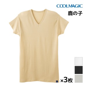 送料無料3枚セット COOLMAGIC クールマジック 鹿の子 吸汗速乾×消臭 汗取り付きVネックTシャツ 半袖V首 短袖 グンゼ GUNZE 涼感 | 涼し