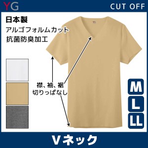 YG ワイジー CUT OFF カットオフ VネックTシャツ 半袖V首 グンゼ GUNZE 日本製 | メンズ インナーシャツ 下着 肌着 大きいサイズ 半袖 紳