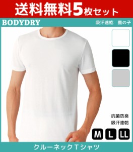 送料無料5枚セット BODYDRY ボディドライ クルーネックTシャツ 半袖丸首 Mサイズ Lサイズ LLサイズ グンゼ GUNZE | メンズ 紳士 男性 肌