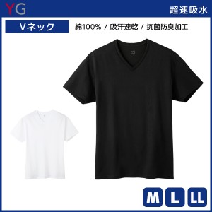 YG ワイジー 超吸収コットン VネックTシャツ 半袖V首 グンゼ GUNZE |大きいサイズ 半袖 肌着 男性下着 メンズインナー 紳士 アンダーウェ