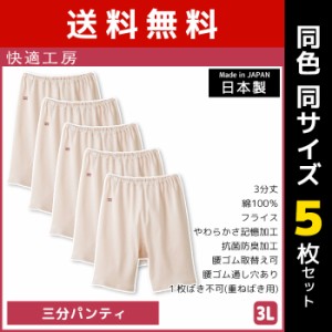 送料無料 同色5枚セット 快適工房 三分パンティ 3Lサイズ 大きいサイズ 綿100% 日本製 グンゼ GUNZE |女性 レディース レディス 婦人 女