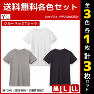 3色1枚ずつ 送料無料3枚セット YG ワイジー WARMDRY クルーネックTシャツ 綿100% インナー グンゼ GUNZE | メンズ 男性 tシャツ クルーネ