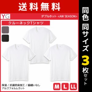 送料無料 同色3枚セット YG ワイジー ダブルホット クルーネックTシャツ 半袖丸首 綿100% グンゼ GUNZE | メンズ 男性 tシャツ クルーネ