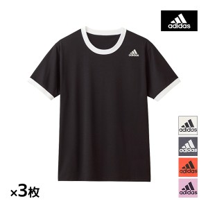 送料無料 同色3枚セット adidas アディダス 半袖丸首 Tシャツ グンゼ GUNZE | tシャツ リンガーTシャツ 半袖 リンガー シャツ 半袖tシャ