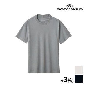 送料無料 同色3枚セット BODYWILD ボディワイルド ジャケット対応 クルーネックTシャツ 半袖丸首 グンゼ GUNZE | メンズ 男性 メンズシャ