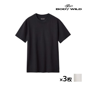 送料無料 同色3枚セット BODYWILD ボディワイルド 持続消臭 クルーネックTシャツ 半袖丸首 グンゼ GUNZE | メンズ 男性 紳士 メンズシャ