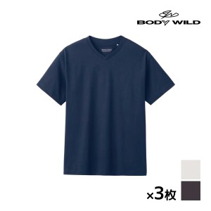 送料無料 同色3枚セット BODYWILD ボディワイルド ジェンダーニュートラル ジャケット対応 VネックTシャツ 半袖V首 グンゼ GUNZE | シャ