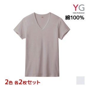 2色2枚ずつ 送料無料4枚セット YG ワイジー NEXTRA+ DRYDEO VネックTシャツ フライス 綿100% インナー グンゼ GUNZE | メンズ 男性 tシャ