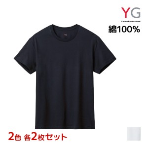 2色2枚ずつ 送料無料4枚セット YG ワイジー NEXTRA+ DRYDEO クルーネックTシャツ 天竺 綿100% インナー グンゼ GUNZE | メンズ 男性 tシ