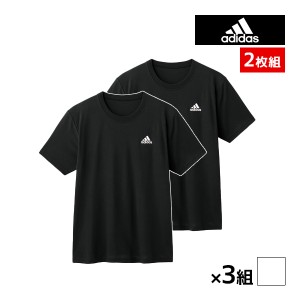 送料無料 同色3組セット 計6枚 adidas アディダス 半袖丸首 Tシャツ 2枚組 グンゼ GUNZE | メンズ 男性 紳士 クルーネック 丸首 半袖 綿