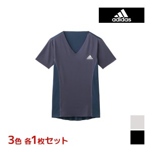 3色1枚ずつ 送料無料3枚セット adidas アディダス VネックTシャツ インナー グンゼ GUNZE | メンズ 男性 紳士 下着 半袖 肌着 シャツ 半