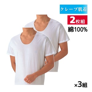 送料無料 同色3組セット 計6枚 クレープ肌着 ピケ 綿100% 半袖U首 インナー Tシャツ 2枚組 グンゼ GUNZE | メンズ 男性 紳士 uネック u首