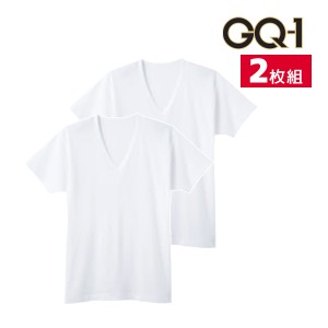 GQ-1 冷感フライス 半袖V首 インナー Tシャツ 2枚組 グンゼ GUNZE | メンズ 男性 紳士 vネック v首 半袖 肌着 下着 インナーシャツ 紳士