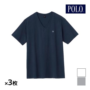 送料無料 同色3枚セット POLO ポロ VネックTシャツ 半袖V首 インナー Tシャツ グンゼ GUNZE | メンズ 男性 紳士 肌着 下着 半袖 v首 vネ