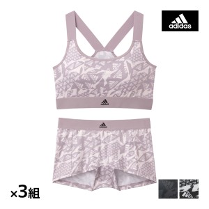 送料無料 上下3組セット adidas アディダス ハーフトップ&ショーツ 上下セット スポブラ パンツ グンゼ GUNZE | ブラショーツ 上下 セッ