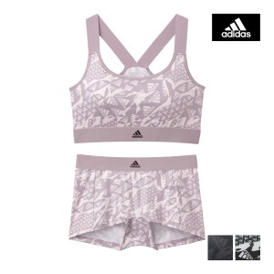 adidas アディダス ハーフトップ&ショーツ 上下セット スポブラ パンツ グンゼ GUNZE | ブラショーツ 上下 セット スポーツ下着 ジム ス