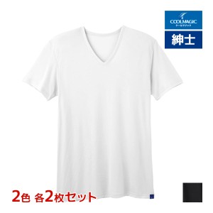 2色2枚ずつ 送料無料4枚セット COOLMAGIC クールマジック 吸汗天竺 VネックTシャツ 日本製 男性 グンゼ GUNZE |夏 涼しい 下着 メンズ 夏