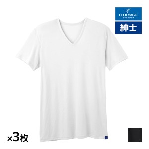 送料無料 同色3枚セット COOLMAGIC クールマジック 吸汗天竺 VネックTシャツ 日本製 男性 グンゼ GUNZE | 夏 涼しい メンズ 夏用 インナ