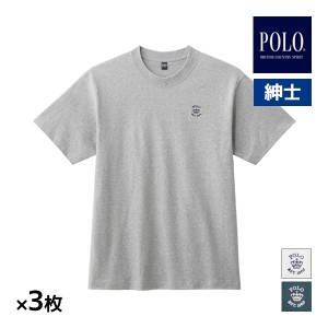 送料無料 同色3枚セット POLO ポロ クルーネックTシャツ 男性 グンゼ GUNZE | tシャツ 半袖 カットソー メンズ 半袖丸首 紳士 シャツ 白T