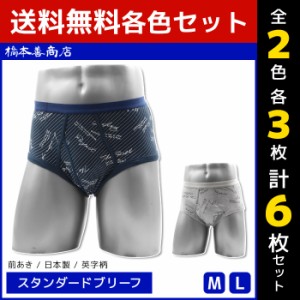 2色3枚ずつ 送料無料6枚セット スタンダードブリーフ 綿100% 日本製 前あき ブリーフ パンツ 橋本善商店 | メンズ 男性 紳士 ブリーフパ