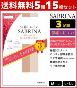 送料無料5組セット 計15枚 SABRINA サブリナ 伝線しにくい あったかストッキング 3足組 グンゼ GUNZE ストッキング パンスト | レディー