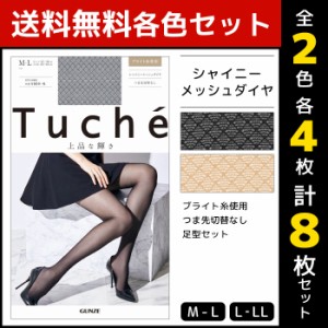 2色4枚ずつ 送料無料8枚セット Tuche トゥシェ 上品な輝き シャイニーメッシュダイヤ  グンゼ GUNZE パンティストッキング パンスト| ス