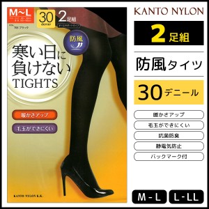 寒い日に負けない 30デニール防風ゾッキタイツ 2足組 関東ナイロン 防寒 温感 | M L LL 暖かい レディース レディス あったか 結婚式 タ