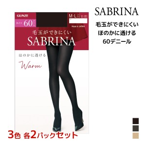 3色2枚ずつ 送料無料6枚セット SABRINA サブリナ ウォームタイツ ほのかに透ける 60デニール タイツ グンゼ GUNZE | あったか あったかタ