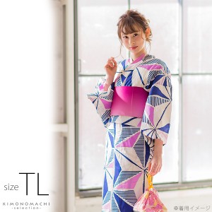 TLサイズ 浴衣単品「ブルー 麻の葉」レディース浴衣 女性浴衣 お仕立て上がり浴衣 綿浴衣ss2403ykl35