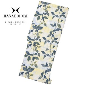 HANAE MORI 浴衣単品「イエロー×ブルーぼかしにリーフ」ブランド浴衣単品 ss2403ykl30