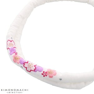 【Prices down】七五三 刺繍 帯締め「白色 桜の刺繍」 【メール便対応可】ss2403wkk10
