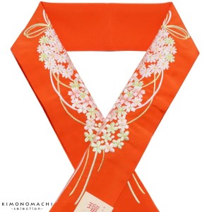 【Prices down2】振袖小物 花くす玉 刺繍半衿 「橙色 花薬玉」【メール便対応可】ss2403wkm20