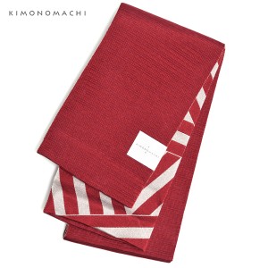 半幅帯 リバーシブル 浴衣の帯 「リバーシブル 変わりストライプ レッド 赤×白」 半幅帯 レディース KIMONOMACHI オリジナル 浴衣 帯ss2