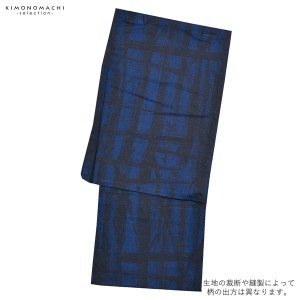 浴衣 メンズ 単品「男浴衣 Men's Yukata 紺地に擦れ黒格子」M メンズ浴衣 男性浴衣 男性用浴衣 ゆかた yukata 【メール便不可】ss2403men