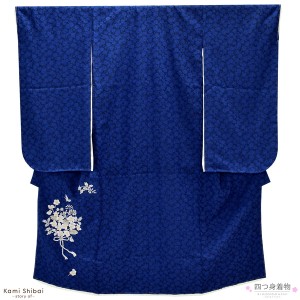 七五三 着物 7歳 ブランド 四つ身着物 単品 kamishibai 「ロイヤルブルー 野の花」 かみしばい 女の子 7才 女児用 子供着物 七才のお祝い