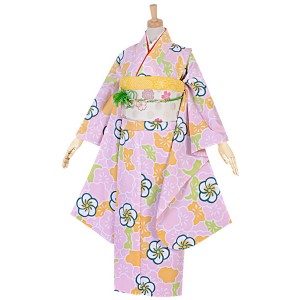 【中古品】ジュニア用 振袖単品 卒業式小学生 「ピンク 梅尽くし」 仕立て上がり 襦袢プレゼント 小振袖 着物 子ども 子供 キッズ ジュニ