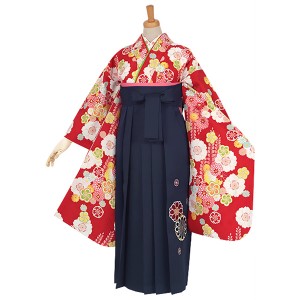 【中古品】ジュニア用 振袖単品「赤 桜にねじり梅」仕立て上がり 襦袢プレゼント 小振袖 着物 子ども 子供 キッズ ジュニア 女の子 卒業