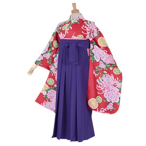 【訳アリ】【中古品】ジュニア用 振袖単品「赤 菊牡丹」仕立て上がり 襦袢プレゼント 小振袖 着物 子ども 子供 キッズ ジュニア 女の子 