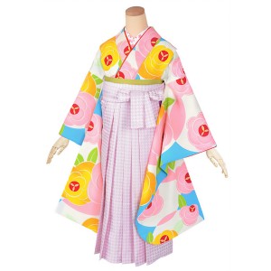 【訳アリ】【中古品】ジュニア用 振袖単品「水色 花と円」仕立て上がり 襦袢プレゼント 小振袖 着物 子ども 子供 キッズ ジュニア 女の子