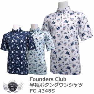 ファウンダースクラブ 夏をイメージしたサーフ柄半袖ボタンダウンシャツ FC-4349S