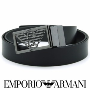 エンポリオアルマーニ メンズベルト リバーシブル トップピンバックル EMPORIO ARMANI ベルト メンズ ブラック ダークグレー Y4S507 Y134