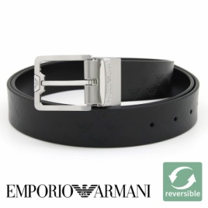 エンポリオアルマーニ メンズベルト リバーシブル レザー 回転式バックル EMPORIO ARMANI ベルト メンズ ブラック Y4S502 Y221E 81386 【